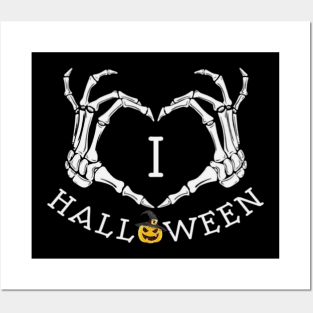 Skeleton Hands Love Heart Sign Bones Costume Funny Halloween Posters and Art